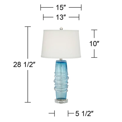 360 Lighting Artic 28 1/2" Tall Modern Coastal End Table Lamp Handcrafted Blue Sea Art Glass Single White Shade Living Room Bedroom (Colors May Vary) 4 360 Lighting Artic 28 1/2" Tall Modern Coastal End Table Lamp Handcrafted Blue Sea Art Glass Single White Shade Living Room Bedroom (Colors May Vary) - Image 4