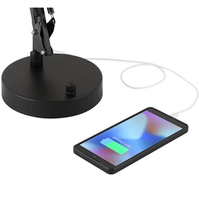 360 Lighting Wyatt 25" High Modern Desk Lamp USB Port Architect Adjustable Height Black Finish Metal Single Home Office Living Room Charging Bedroom 2 360 Lighting Wyatt 25" High Modern Desk Lamp USB Port Architect Adjustable Height Black Finish Metal Single Home Office Living Room Charging Bedroom - Image 2