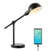 20.25" Curtis Vintage Industrial Iron Adjustable Dome Shade Task Lamp With USB Charging Port (Includes LED Light Bulb) - JONATHAN Y
