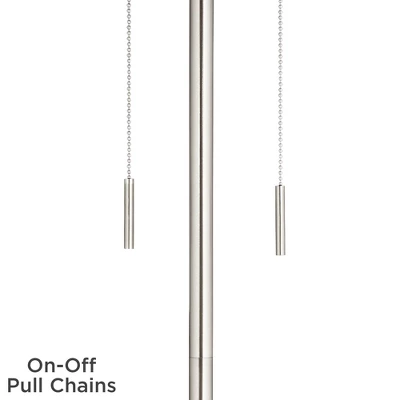 360 Lighting Abba Modern 65" Tall Standing Floor Lamp Skinny Pole Twin Pull Chain Silver Metal Brushed Steel Finish Bedroom Drum Newlin Cream Shade 2 360 Lighting Abba Modern 65" Tall Standing Floor Lamp Skinny Pole Twin Pull Chain Silver Metal Brushed Steel Finish Bedroom Drum Newlin Cream Shade - Image 2