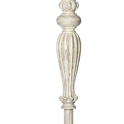 360 Lighting Vintage Shabby Chic Floor Lamp 60" Tall Antique White Cream Scallop Fabric Dome Shade Fringe For Living Room Reading Bedroom 4 360 Lighting Vintage Shabby Chic Floor Lamp 60" Tall Antique White Cream Scallop Fabric Dome Shade Fringe For Living Room Reading Bedroom - Image 4