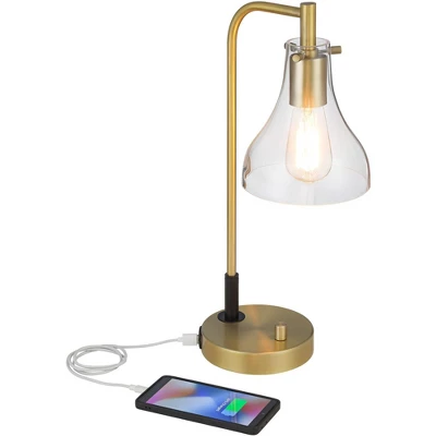 Possini Euro Design Possini Euro Kinzie Desk Lamp With Power Outlet And USB Ports Warm Gold 2 Possini Euro Design Possini Euro Kinzie Desk Lamp With Power Outlet And USB Ports Warm Gold - Image 2