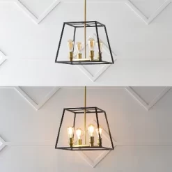 15" 4-Light Lloyd Farmhouse Industrial Iron LED Pendant Black/Brass Gold - JONATHAN Y -Lighting Discount Store GUEST 6e9bd932 43f3 4532 bbdb 2906081a3676