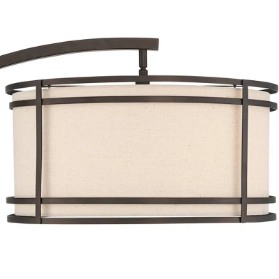 Franklin Iron Works Gentry Industrial Rustic Farmhouse Arc Floor Lamp 71 1/2" Tall Oil Rubbed Bronze Oatmeal Drum Shade For Living Room Reading Office 2 Franklin Iron Works Gentry Industrial Rustic Farmhouse Arc Floor Lamp 71 1/2" Tall Oil Rubbed Bronze Oatmeal Drum Shade For Living Room Reading Office - Image 2
