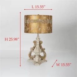 Rustic Vintage Table Lamp With Distressed Finish, 24.80" Tall, Gold And White Home Decor Light, 1pc -Lighting Discount Store GUEST 722c1e60 5ff0 41b3 8d51 c2a91738e420