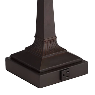 Robert Louis Tiffany Traditional Piano Banker Desk Table Lamp 17" High With AC Power Outlet Bronze Floral Art Glass Bedroom Office 4 Robert Louis Tiffany Traditional Piano Banker Desk Table Lamp 17" High With AC Power Outlet Bronze Floral Art Glass Bedroom Office - Image 4