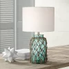 360 Lighting Crosby Coastal Accent Table Lamp 22 1/2" High Coastal Blue Green Glass Rope Off White Drum Shade For Bedroom Living Room Bedside Office