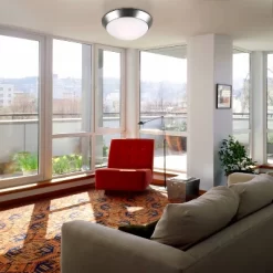 360 Lighting Modern Ceiling Light Flush Mount Fixture 13" Wide Brushed Nickel 2-Light Frosted Glass Dome Shade For Bedroom Kitchen Living Room Hallway -Lighting Discount Store GUEST 7642ea5e 7e6f 4ebe a62c 10b631419d65