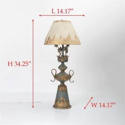 Vintage Metal Table Lamp With Distressed Finish, 34.25" Tall, Elegant Rustic Home Decor Light, 1pc -Lighting Discount Store GUEST 7731cc7a 636b 4402 a225 b7dad5e188ef