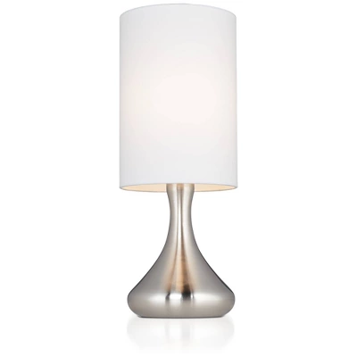 360 Lighting Melmore Modern Mid Century Accent Table Lamps 17" High Set Of 2 Brushed Nickel Metal Droplet White Cylinder Shade For Bedroom House Home 5 360 Lighting Melmore Modern Mid Century Accent Table Lamps 17" High Set Of 2 Brushed Nickel Metal Droplet White Cylinder Shade For Bedroom House Home - Image 5