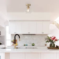 Harrow 1-Light Semi-Flush Mount Ceiling Lighting With Clear Glass Shade - Globe Electric