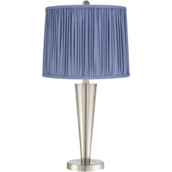 360 Lighting Geoff Modern Table Lamps Set Of 2 26" High Brushed Nickel With USB Charging Port Blue Shirred Shade For Bedroom Living Room House Desk 5 360 Lighting Geoff Modern Table Lamps Set Of 2 26" High Brushed Nickel With USB Charging Port Blue Shirred Shade For Bedroom Living Room House Desk -Lighting Discount Store GUEST 7a660058 4126 466f 988a 4cd7cd8064e9