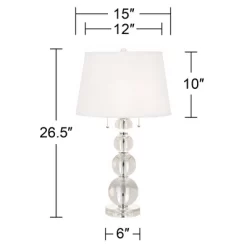 Vienna Full Spectrum Modern Table Lamp 26 1/2" High With USB Dimmer Stacked Crystal Spheres White Drum Shade For Bedroom Living Room Desk Bedside -Lighting Discount Store GUEST 7b6264c7 8c26 4645 8f38 93687dfecd73