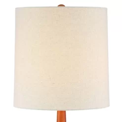 360 Lighting Mid-Century Modern Table Lamp With USB Charging Port 24.5" High Brown Ceramic Off-White Cylinder Shade Bedroom House (Color May Vary) -Lighting Discount Store GUEST 7c8e59b2 7ff7 4474 ba60 3dd3f6599388