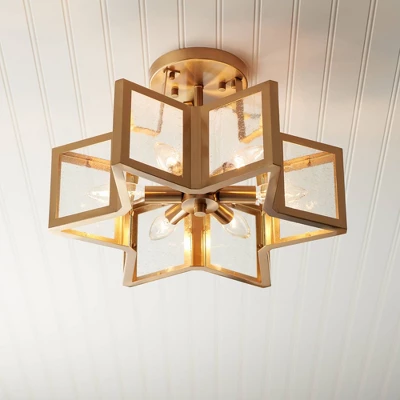 Possini Euro Design Casa Star Modern Ceiling Light Semi Flush Mount Fixture 16" Wide Warm Brass 6-Light Clear Glass For Bedroom Kitchen Living Room 1 Possini Euro Design Casa Star Modern Ceiling Light Semi Flush Mount Fixture 16" Wide Warm Brass 6-Light Clear Glass For Bedroom Kitchen Living Room