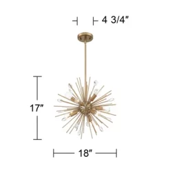 Possini Euro Design Janae Warm Gold Sputnik Chandelier 18" Wide Modern Crystal 9-Light Fixture For Dining Room House Foyer Kitchen Island Entryway -Lighting Discount Store GUEST 7f180e9f 7fb2 4d29 a779 cdeacf24585c