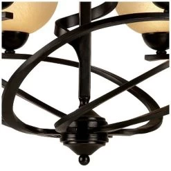 Franklin Iron Works Dark Mocha Chandelier 27 1/2" Wide Rustic Swirling Ribbon Amber Glass 6-Light Fixture For Dining Room House Foyer Kitchen Island -Lighting Discount Store GUEST 81b18819 6c43 4024 9417 a4ebb5bb7346