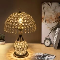 YIYIBYUS Modern Crystal Table Lamp, Luxury Decorative Bedside Lamp