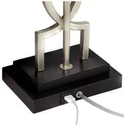 360 Lighting Evan Modern Table Lamps 28 1/2" Tall Set Of 2 Brushed Nickel With USB Charging Port White Rectangular Shade For Bedroom Living Room House -Lighting Discount Store GUEST 8298a5c0 ffdf 4e7e 84bb 74734c13145f