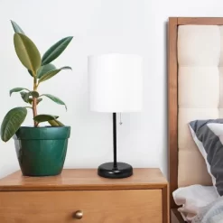 19.5" Bedside USB Port Feature Metal Table Desk Lamp Black With White Fabric Shade - Creekwood Home -Lighting Discount Store GUEST 82d2f254 255f 4996 b675 12d3243f89de