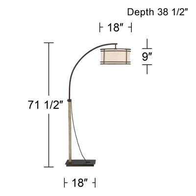 Franklin Iron Works Gentry Industrial Rustic Farmhouse Arc Floor Lamp 71 1/2" Tall Oil Rubbed Bronze Oatmeal Drum Shade For Living Room Reading Office 7 Franklin Iron Works Gentry Industrial Rustic Farmhouse Arc Floor Lamp 71 1/2" Tall Oil Rubbed Bronze Oatmeal Drum Shade For Living Room Reading Office - Image 7