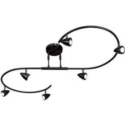 Pro Track Salazar S-Wave 6-Head LED Ceiling Track Light Fixture Kit Spot Light GU10 Adjustable Black Metal Modern Kitchen Bathroom Dining 54" Wide 8 Pro Track Salazar S-Wave 6-Head LED Ceiling Track Light Fixture Kit Spot Light GU10 Adjustable Black Metal Modern Kitchen Bathroom Dining 54" Wide -Lighting Discount Store GUEST 8431048a fcdc 4990 8599 48250f6ba628