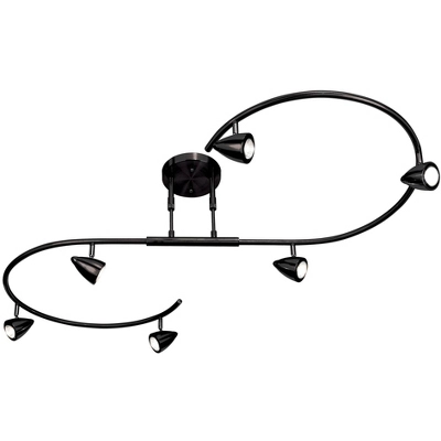 Pro Track Salazar S-Wave 6-Head LED Ceiling Track Light Fixture Kit Spot Light GU10 Adjustable Black Metal Modern Kitchen Bathroom Dining 54" Wide 4 Pro Track Salazar S-Wave 6-Head LED Ceiling Track Light Fixture Kit Spot Light GU10 Adjustable Black Metal Modern Kitchen Bathroom Dining 54" Wide - Image 4