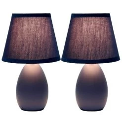 9.45" 2pk Petite Ceramic Oblong Bedside Table Desk Lamps With Matching Tapered Drum Shade Blue - Creekwood Home -Lighting Discount Store GUEST 8550a784 5a26 45a3 9f65 86da506a3e9e