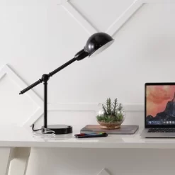 20.25" Curtis Vintage Industrial Iron Adjustable Dome Shade Task Lamp With USB Charging Port (Includes LED Light Bulb) - JONATHAN Y 16 20.25" Curtis Vintage Industrial Iron Adjustable Dome Shade Task Lamp With USB Charging Port (Includes LED Light Bulb) - JONATHAN Y -Lighting Discount Store GUEST 870a05f8 f035 4045 8b42 cec691e8c3d6