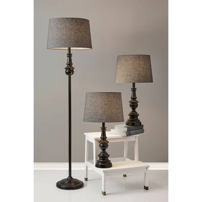 (Set Of 3) Chandler Lamp Set Black - Adesso 1 (Set Of 3) Chandler Lamp Set Black - Adesso