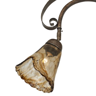 Pro Track 4-Head Ceiling Track Light Fixture Kit Adjustable Brown Bronze Finish Organic Amber Glass Western Kitchen Bathroom Living Room 41" Wide 2 Pro Track 4-Head Ceiling Track Light Fixture Kit Adjustable Brown Bronze Finish Organic Amber Glass Western Kitchen Bathroom Living Room 41" Wide - Image 2