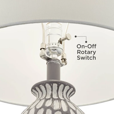 360 Lighting Carlton Modern Table Lamps 28 1/4" Tall Set Of 2 Gray Wash Off White Fabric Drum Shade For Bedroom Living Room Bedside Nightstand Office 4 360 Lighting Carlton Modern Table Lamps 28 1/4" Tall Set Of 2 Gray Wash Off White Fabric Drum Shade For Bedroom Living Room Bedside Nightstand Office - Image 4