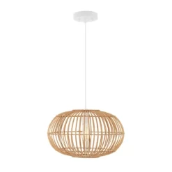 17.5" 1-Light Leo Farmhouse Coastal Rattan LED Pendant Brown - JONATHAN Y -Lighting Discount Store GUEST 8b7e7c4a eb2c 4f16 87a2 febfa503fe3e