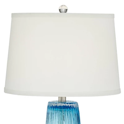 360 Lighting Artic 28 1/2" Tall Modern Coastal End Table Lamp Handcrafted Blue Sea Art Glass Single White Shade Living Room Bedroom (Colors May Vary) 2 360 Lighting Artic 28 1/2" Tall Modern Coastal End Table Lamp Handcrafted Blue Sea Art Glass Single White Shade Living Room Bedroom (Colors May Vary) - Image 2