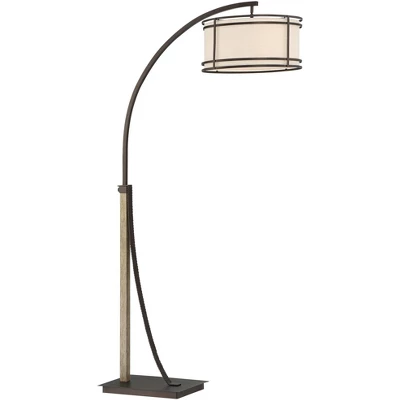 Franklin Iron Works Gentry Industrial Rustic Farmhouse Arc Floor Lamp 71 1/2" Tall Oil Rubbed Bronze Oatmeal Drum Shade For Living Room Reading Office 5 Franklin Iron Works Gentry Industrial Rustic Farmhouse Arc Floor Lamp 71 1/2" Tall Oil Rubbed Bronze Oatmeal Drum Shade For Living Room Reading Office - Image 5