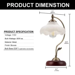 DORESshop 7.9 In. 1-Light Vintage Table Lamp With Petal Glass Shade E26 Base Bulb Not Included -Lighting Discount Store GUEST 92409f21 fc4e 44bb b7fd 01928dff1974