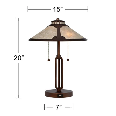 Franklin Iron Works Samuel Industrial Desk Lamp 20" High Rubbed Bronze With USB Charging Port Natural Mica Shade For Bedroom Living Room Bedside Desk 8 Franklin Iron Works Samuel Industrial Desk Lamp 20" High Rubbed Bronze With USB Charging Port Natural Mica Shade For Bedroom Living Room Bedside Desk - Image 8