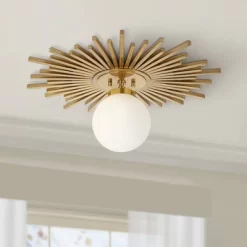 Possini Euro Design Hazel Modern Ceiling Light Semi Flush Mount Fixture 24" Wide Warm Brass White Globe Shade For Bedroom Kitchen Living Room Hallway 12 Possini Euro Design Hazel Modern Ceiling Light Semi Flush Mount Fixture 24" Wide Warm Brass White Globe Shade For Bedroom Kitchen Living Room Hallway -Lighting Discount Store GUEST 937faa9c a474 460e 97d2 cb24e8bfb570