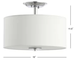 15" Marc Metal/Linen LED Semi-Flush Mount Chrome (Includes Energy Efficient Light Bulb) - JONATHAN Y -Lighting Discount Store GUEST 9532ed43 d4bb 4ed5 9b49 9a9a73d440db