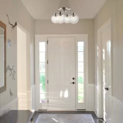 18" 4-Light Piper Farmhouse Rustic Iron/Glass LED Semi Flush Mount Nickel/Clear - JONATHAN Y 12 18" 4-Light Piper Farmhouse Rustic Iron/Glass LED Semi Flush Mount Nickel/Clear - JONATHAN Y -Lighting Discount Store GUEST 96676dc3 db2f 44af 92a8 8e052679df65