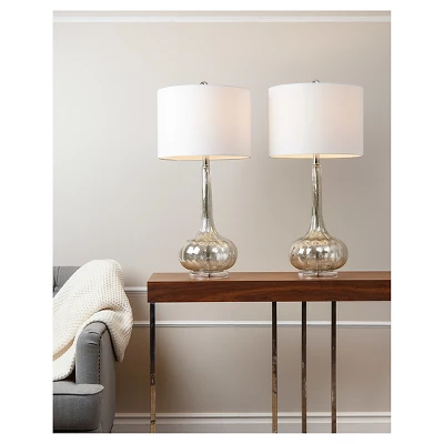 Set Of 2 Michelle Antique Glass Table Lamp Silver - Abbyson Living 2 Set Of 2 Michelle Antique Glass Table Lamp Silver - Abbyson Living - Image 2