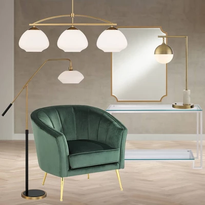 Possini Euro Design Luna Mid Century Desk Table Lamp 26 1/2" High Brass Metal With USB Charging Port Opal Glass Shade For Bedroom Living Room Bedside 8 Possini Euro Design Luna Mid Century Desk Table Lamp 26 1/2" High Brass Metal With USB Charging Port Opal Glass Shade For Bedroom Living Room Bedside - Image 8