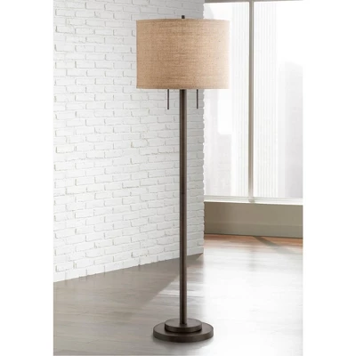 Possini Euro Design Garth Modern Floor Lamp Standing 63 1/2" Tall Oil Rubbed Bronze Burlap Fabric Drum Shade For Living Room Bedroom Office House Home 1 Possini Euro Design Garth Modern Floor Lamp Standing 63 1/2" Tall Oil Rubbed Bronze Burlap Fabric Drum Shade For Living Room Bedroom Office House Home