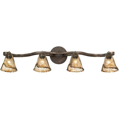 Pro Track 4-Head Ceiling Track Light Fixture Kit Adjustable Brown Bronze Finish Organic Amber Glass Western Kitchen Bathroom Living Room 41" Wide 6 Pro Track 4-Head Ceiling Track Light Fixture Kit Adjustable Brown Bronze Finish Organic Amber Glass Western Kitchen Bathroom Living Room 41" Wide - Image 6