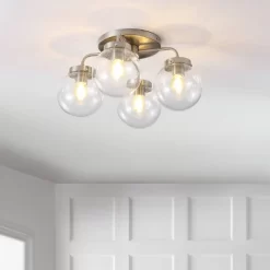 18" 4-Light Piper Farmhouse Rustic Iron/Glass LED Semi Flush Mount Nickel/Clear - JONATHAN Y 19 18" 4-Light Piper Farmhouse Rustic Iron/Glass LED Semi Flush Mount Nickel/Clear - JONATHAN Y -Lighting Discount Store GUEST 9ae0360b 4aaf 4c46 b0a7 d64cad718f2c