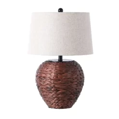 JONATHAN Y Alaro 24.5" Table Lamp: Hand-Woven, Beige Linen Shade, Rustic Metal Frame -Lighting Discount Store GUEST 9b534889 5cb4 4a82 ba29 51286ee1c2bb