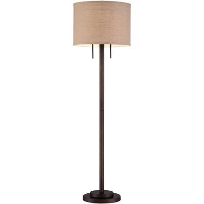 Possini Euro Design Garth Modern Floor Lamp Standing 63 1/2" Tall Oil Rubbed Bronze Burlap Fabric Drum Shade For Living Room Bedroom Office House Home 5 Possini Euro Design Garth Modern Floor Lamp Standing 63 1/2" Tall Oil Rubbed Bronze Burlap Fabric Drum Shade For Living Room Bedroom Office House Home - Image 5