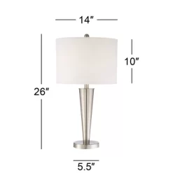 360 Lighting Geoff Modern Table Lamps 26" High Set Of 2 Brushed Nickel With USB Charging Port Table Top Dimmers White Drum Shade For Living Room Desk -Lighting Discount Store GUEST 9cb7cad8 dad5 4ba8 983f 17475b0cabb7