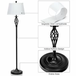 Tangkula Lamp Set 3-Piece Modern Antique Bronze Finish Lamps, Floor Lamp And Table Lamps Set With Soft Pleated White Fabric Shades -Lighting Discount Store GUEST 9d8bf4b9 944a 44ba 8fa1 20c3c9d04098