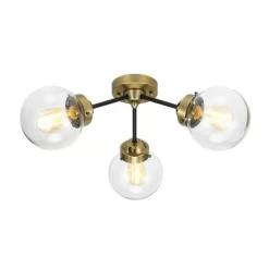 24.5" Mid-Century Glass Globe Flushmount Fixture Ceiling Light (Includes LED Light Bulb) Black/Brass - Cresswell Lighting 7 24.5" Mid-Century Glass Globe Flushmount Fixture Ceiling Light (Includes LED Light Bulb) Black/Brass - Cresswell Lighting -Lighting Discount Store GUEST 9d96ba91 1973 47b3 a158 c50e09200c19